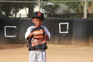 Boy with baseball mitt